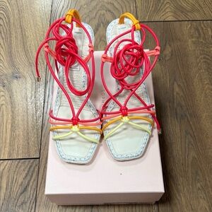 Sophia Webster Flo Copacabana Mid Sandal - Red, Orange, Yellow